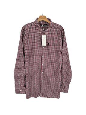 Five Four Men's Red Blue Plaid Cotton Button-Down long sleeve Shirt 3XL new